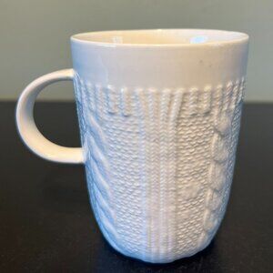 Embossed White Cable Knit Sweater Pattern Textured Ceramic Cup Mug ~ Hygge